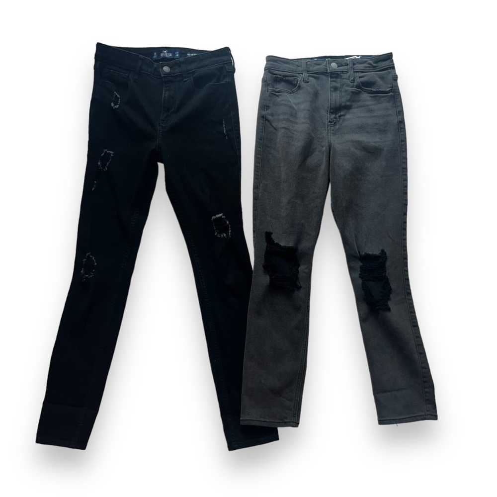 Hollister Jeans sz 3R Lot of 2 Black Charcoal Gray High Rise Skinny Soft Stretch